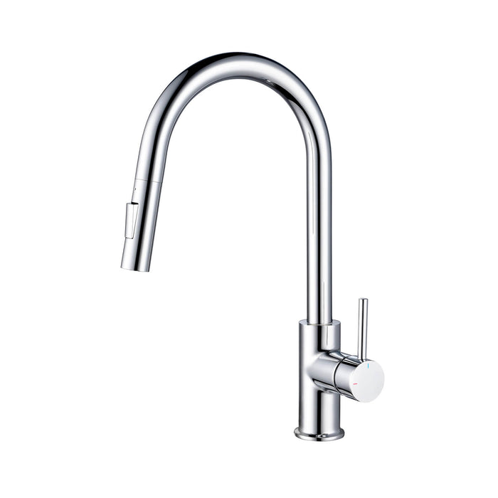 Circular Single Handle Pull Down Kitchen Faucet Chrome