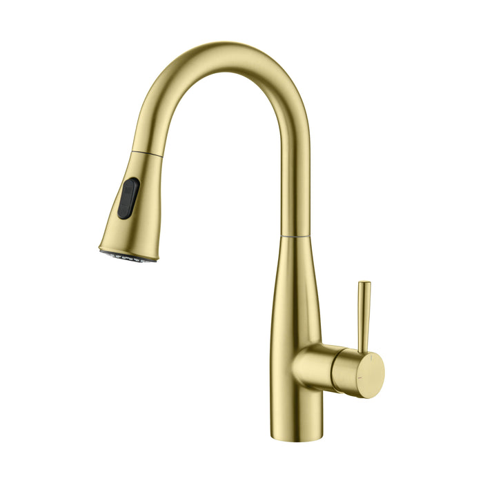 Bari Single Handle Pull Down Kitchen & Bar Sink Faucet Brushed Gold
