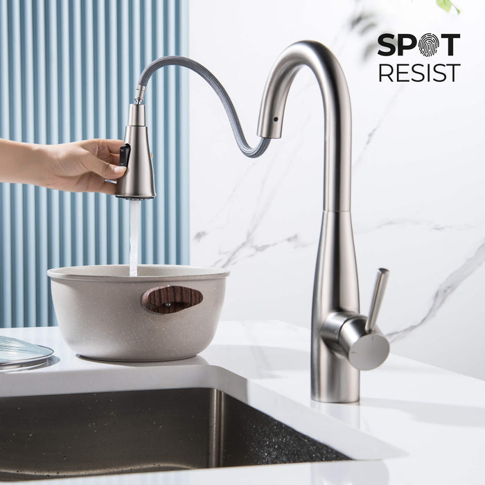 Bari Single Handle Pull Down Kitchen & Bar Sink Faucet Brushed Nickel
