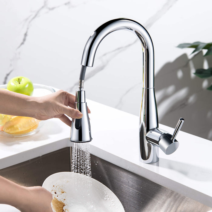 Bari Single Handle Pull Down Kitchen & Bar Sink Faucet Chrome