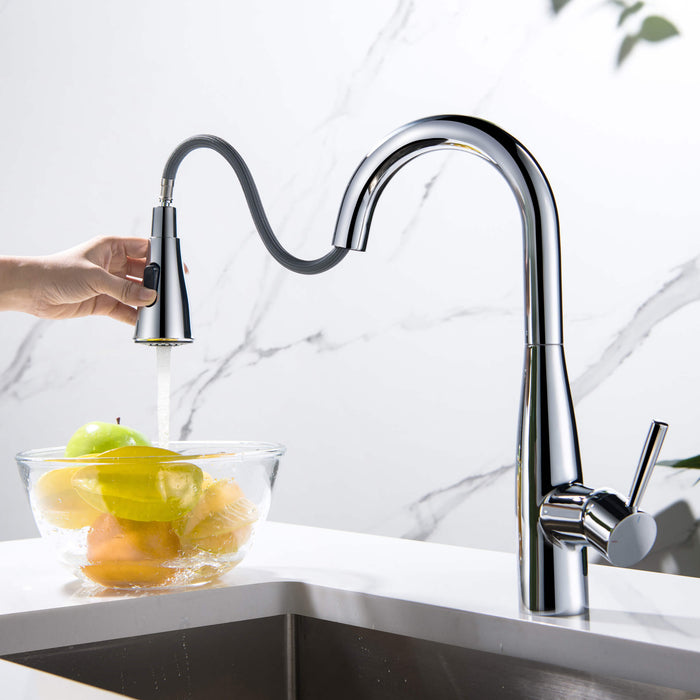 Bari Single Handle Pull Down Kitchen & Bar Sink Faucet Chrome