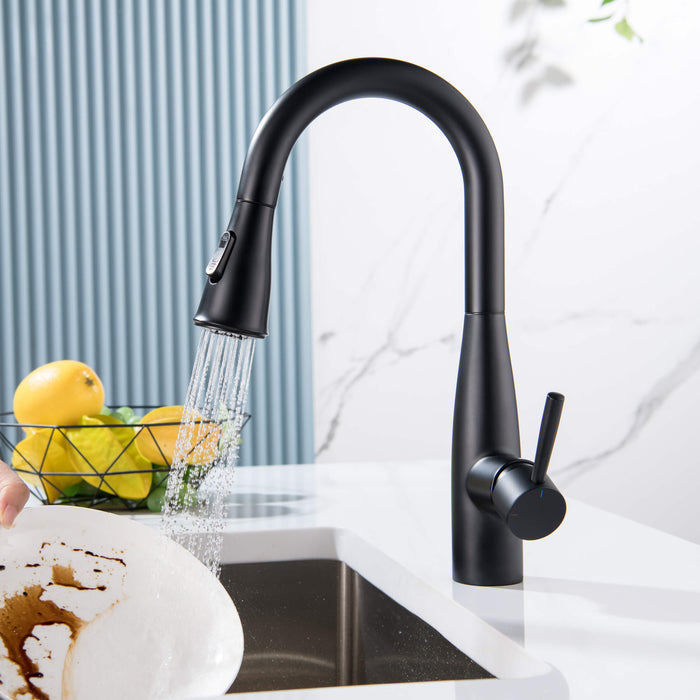 Bari Single Handle Pull Down Kitchen & Bar Sink Faucet Matte Black