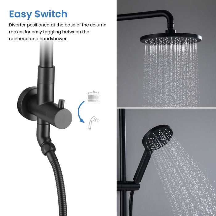 Circular Shower Column with Dual Function Shower Head