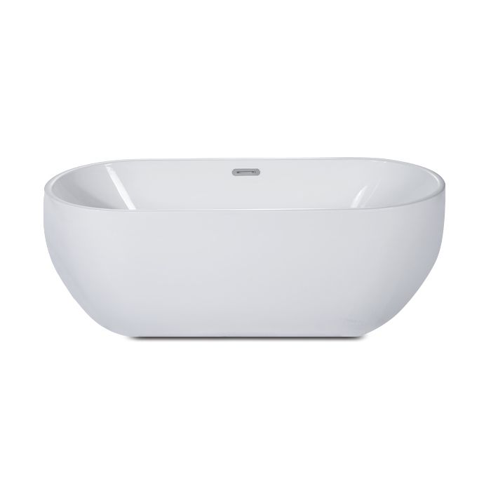 67" White Oval Acrylic Free Standing Soaking Bathtub