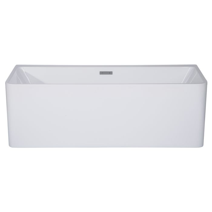 59" White Rectangular Acrylic Free Standing Soaking Bathtub