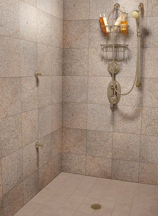 Giallo Fantasia granite wall bathroom scene