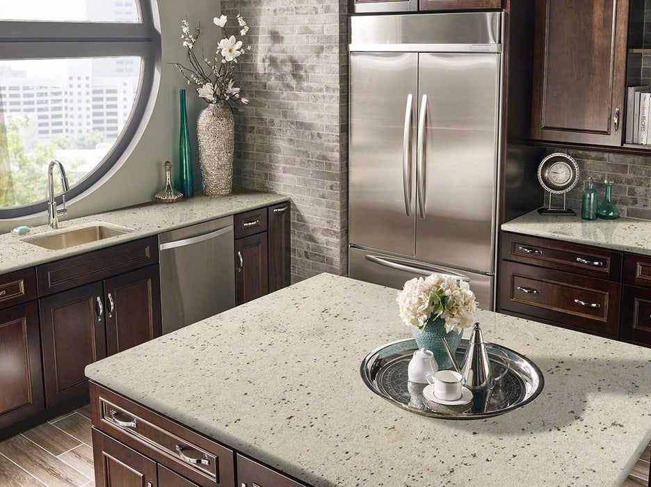Colonial white granite countertop kitchen scene
