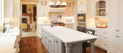 Iced white quartz countertop kitchen scene