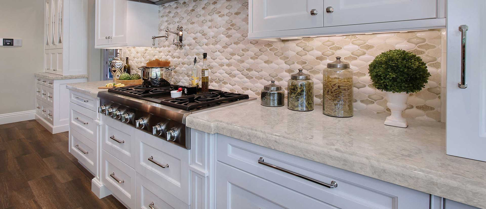 Portico cream quartz countertop kitchen scene