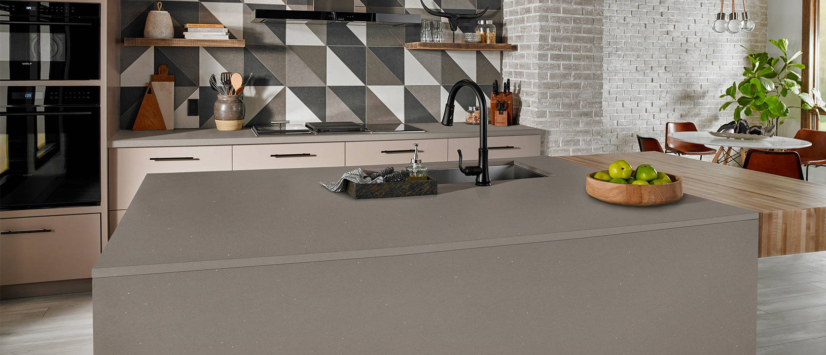 Stellar gray quartz countertop kitchen scene