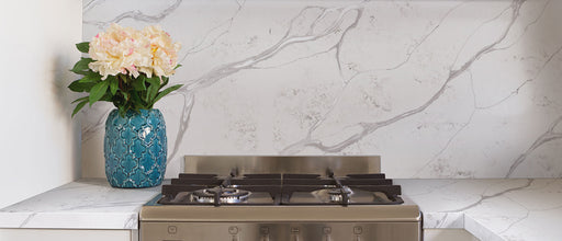Calacatta Bolina quartz countertop kitchen scene