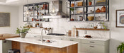 Calacatta Laza quartz countertop kitchen scene
