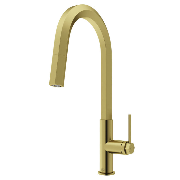 Hart Hexad Pull-Down Kitchen Faucet in Matte Brushed Gold