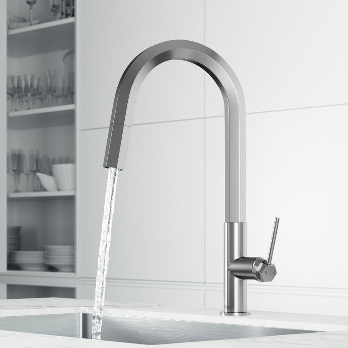 Hart Hexad Pull-Down Kitchen Faucet in Stainless Steel