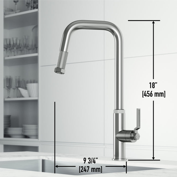 Hart Angular Pull-Down Kitchen Faucet in Stainless Steel
