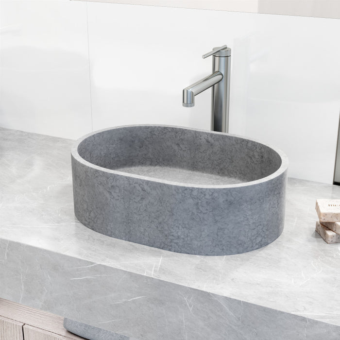 Concreto Stone 15" Oval Bathroom Vessel Sink