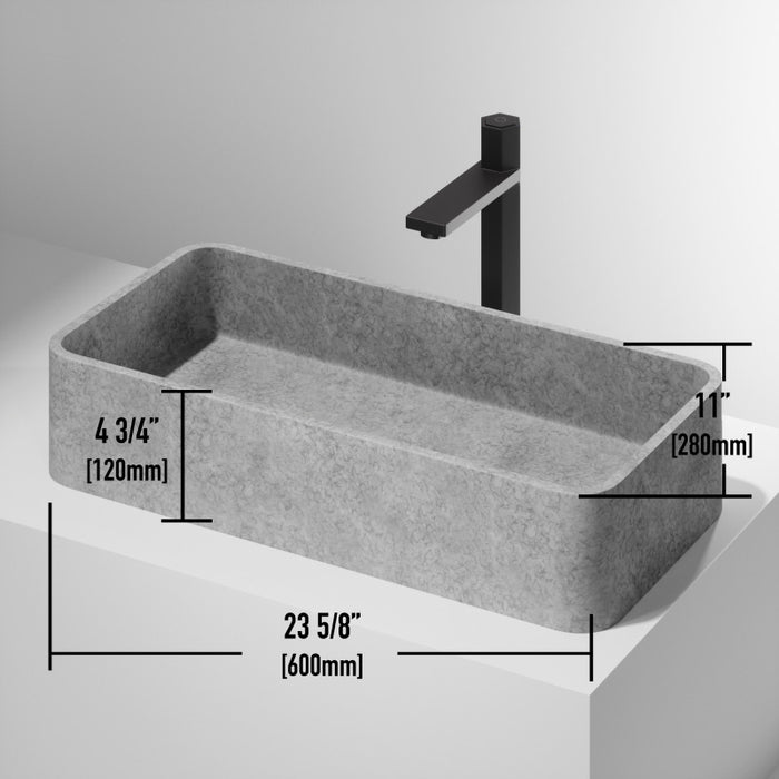 Concreto Stone 23" Rectangular Bathroom Vessel Sink