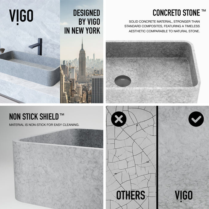 Concreto Stone 23" Rectangular Bathroom Vessel Sink
