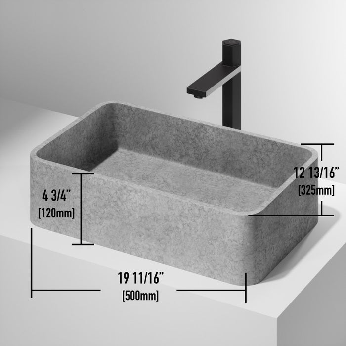 Concreto Stone 19in Rectangular Bathroom Vessel Sink
