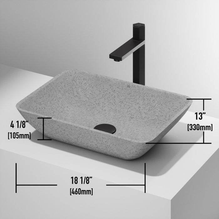 18" Concreto Stone Rectangular Bathroom Vessel Sink
