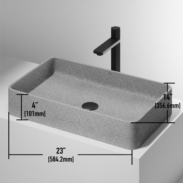 23" Concreto Stone Rectangular Bathroom Vessel Sink