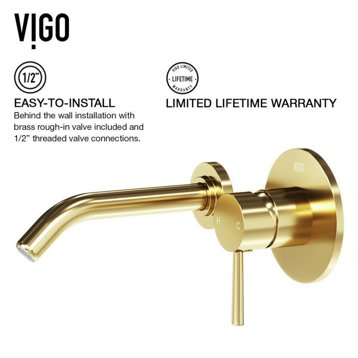 Olus Wall Mount Bathroom Faucet in Matte Brushed Gold