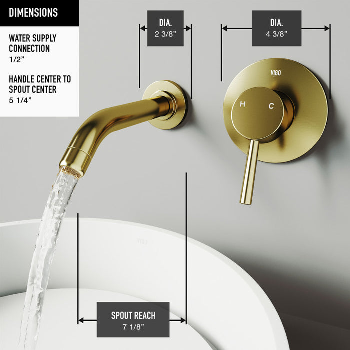 Olus Wall Mount Bathroom Faucet in Matte Brushed Gold