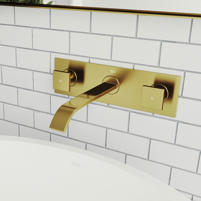 Titus Wall Mount Bathroom Faucet in Matte Gold