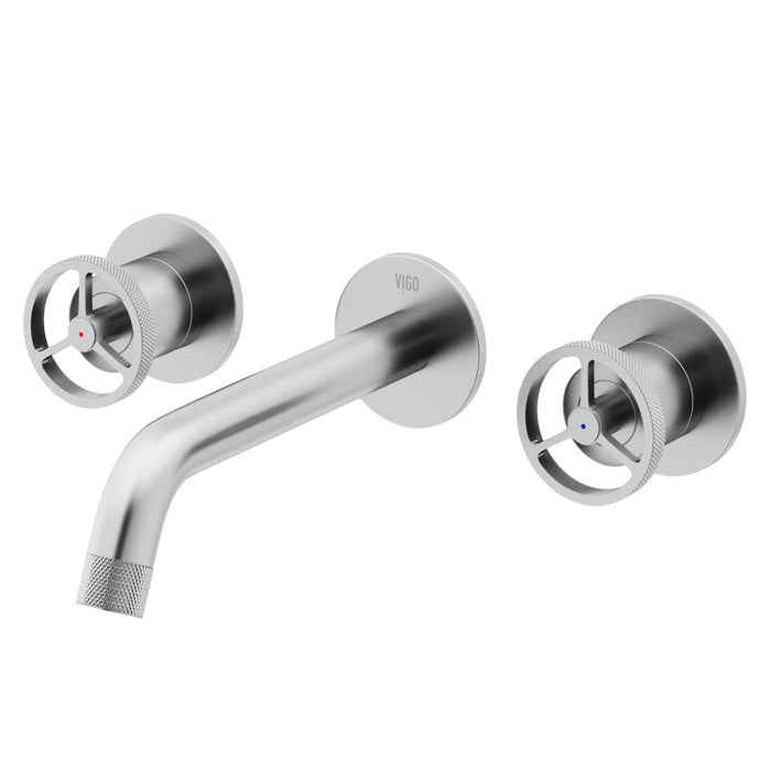 Cass Two-Handle Wall Mount Bathroom Faucet in Brushed Nickel