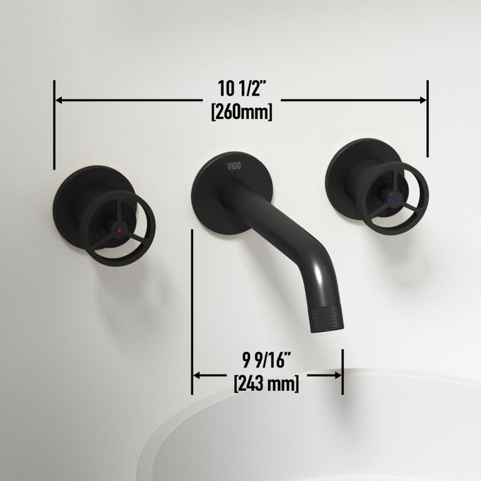 Cass Two-Handle Wall Mount Bathroom Faucet in Matte Black