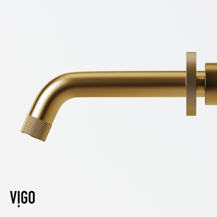 Cass Two-Handle Wall Mount Bathroom Faucet in Matte Brushed Gold