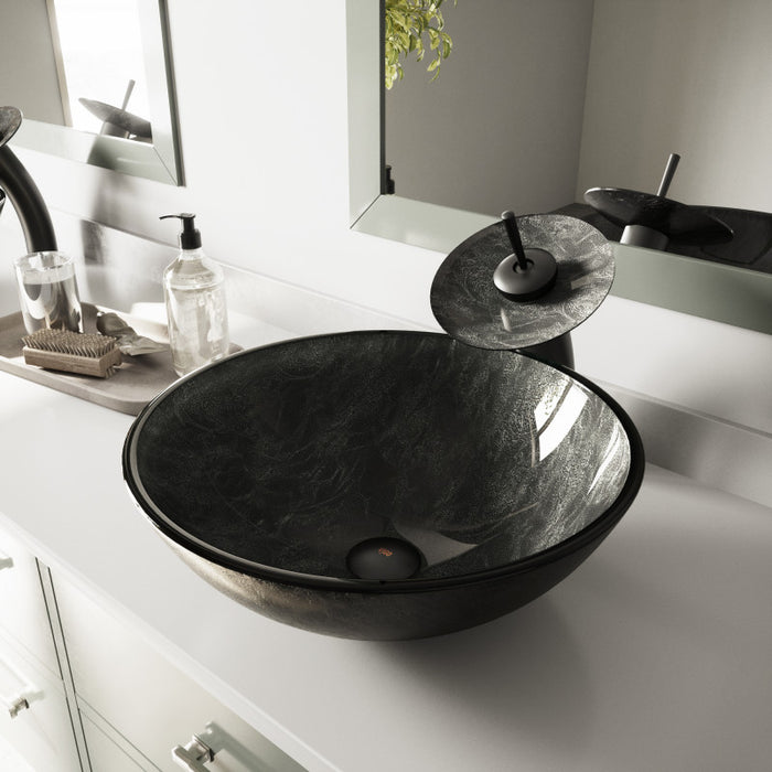Gray Onyx Glass Vessel Bathroom Sink