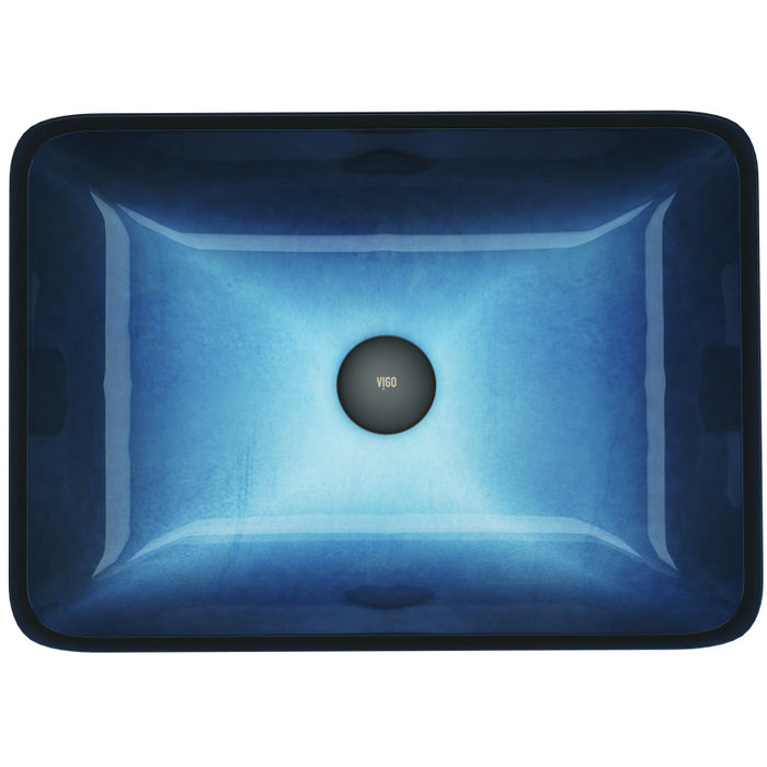 Rectangular Turquoise Water Glass Vessel Bathroom Sink
