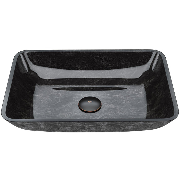 Rectangular Grey Onyx Glass Vessel Bathroom Sink