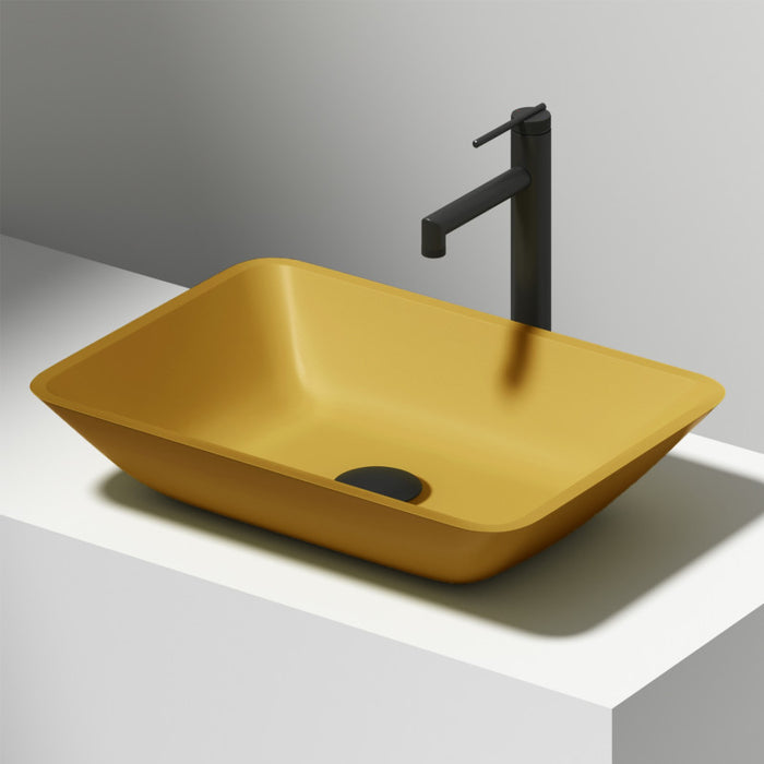 Gold Sottile Glass Rectangular Vessel Bathroom Sink