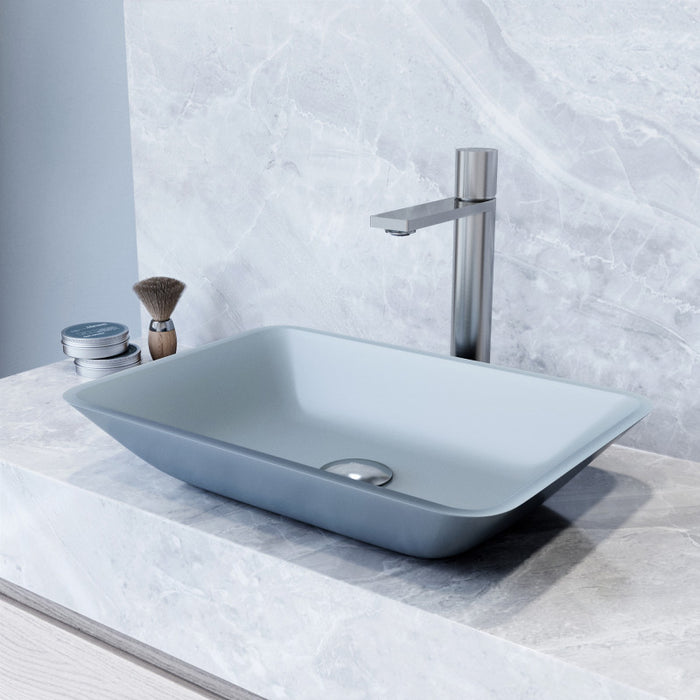 Blue Sottile Glass Rectangular Vessel Bathroom Sink