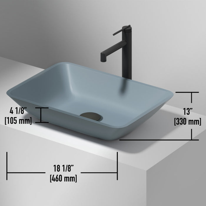 Blue Sottile Glass Rectangular Vessel Bathroom Sink