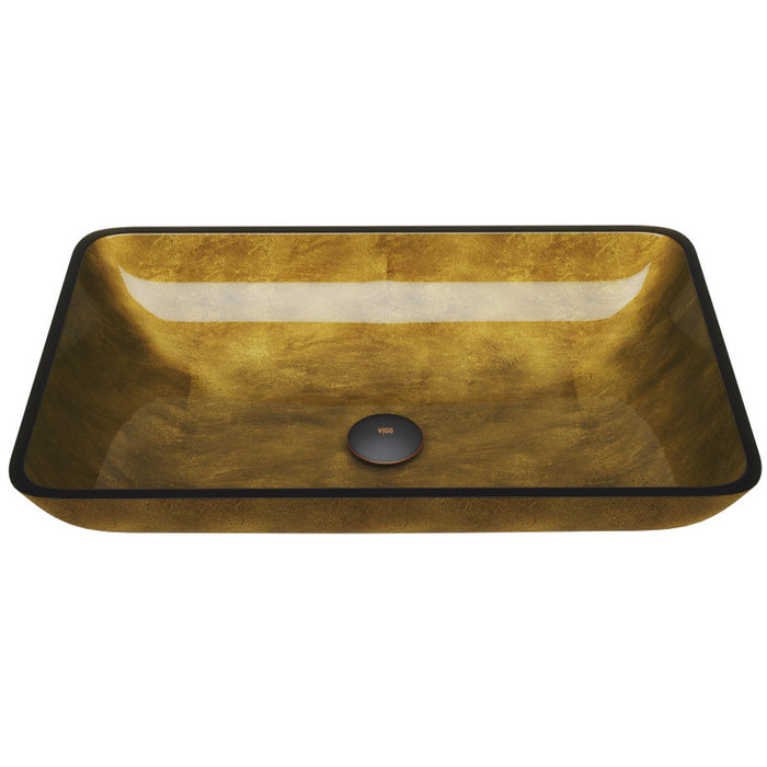 Rectangular Copper Glass Vessel Bathroom Sink