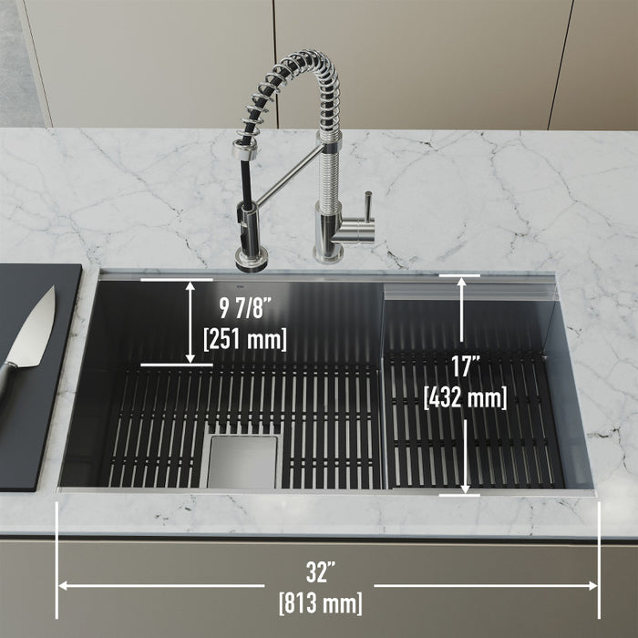 32in. Single Bowl Hampton Stainless Steel Undermount Kitchen Sink With Accessories