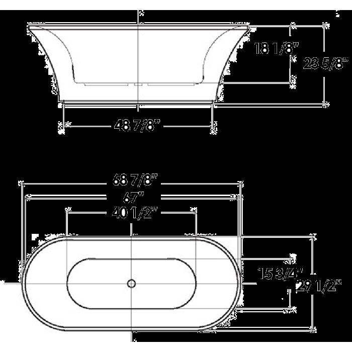 Whitehaus Oval Double Side Freestanding Acrylic Soaking Bathtub